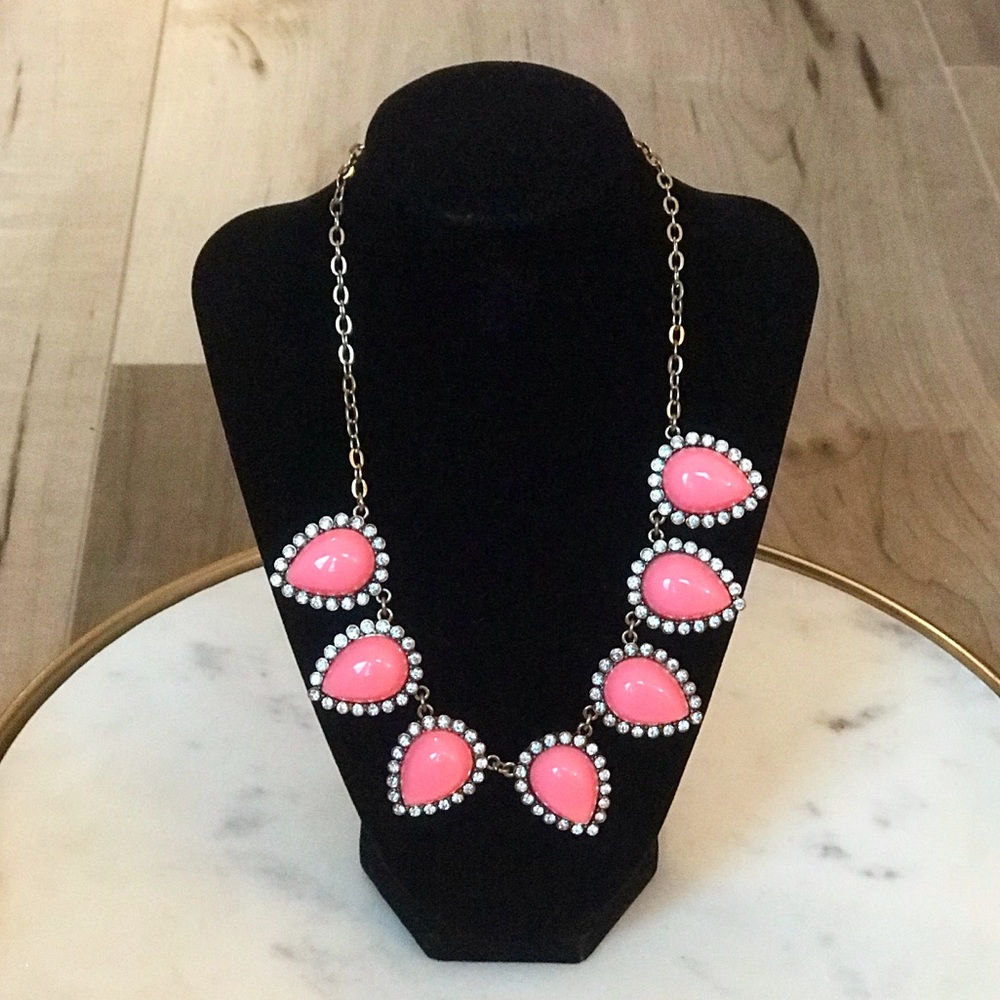 Pink Raindrop Rhinestones Necklace